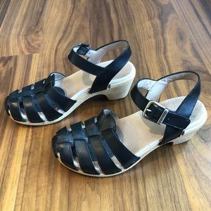 Dansko Black Leather Mules
